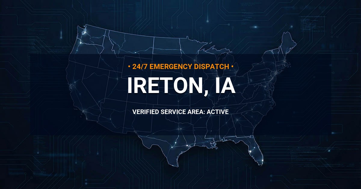 Emergency Plumbing Dispatch Map for Plumbing Services: Ireton, IA