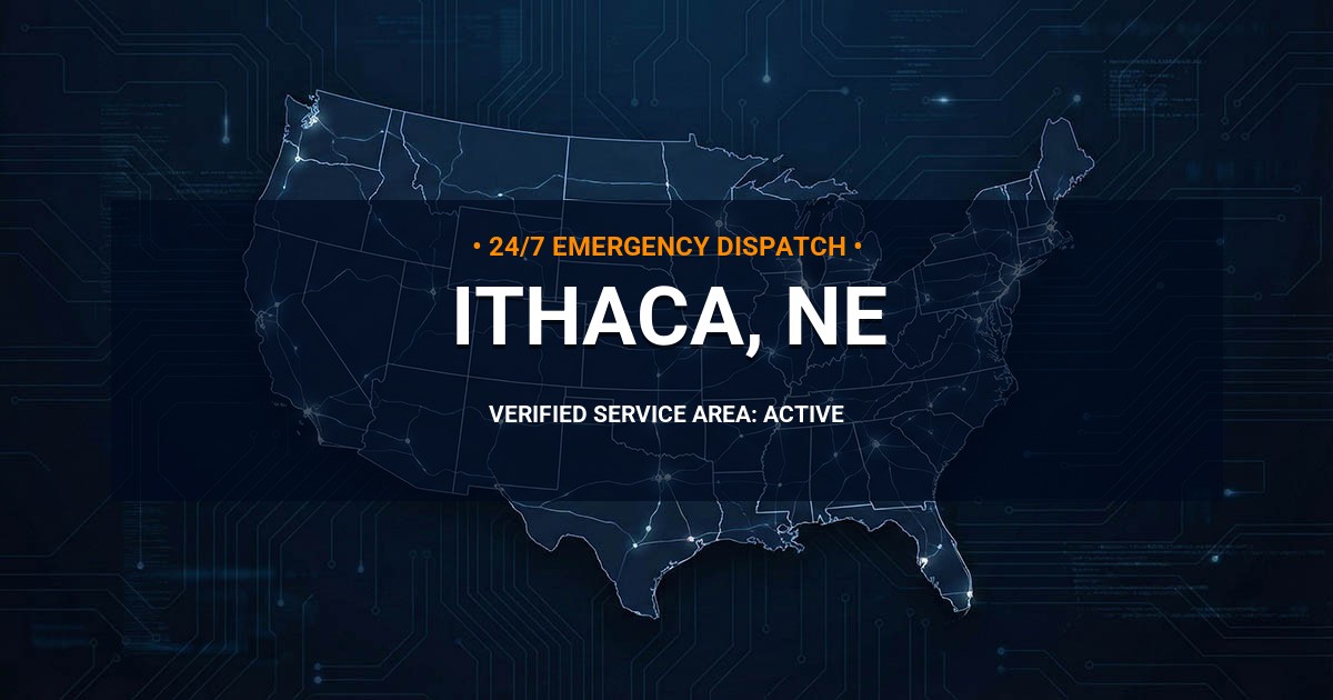 Emergency Plumbing Dispatch Map for Plumbing Services: Ithaca, NE