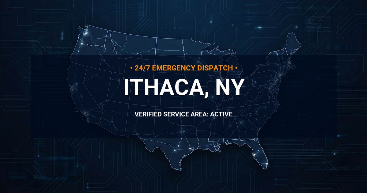 Emergency Plumbing Dispatch Map for Plumbing Services: Ithaca, NY