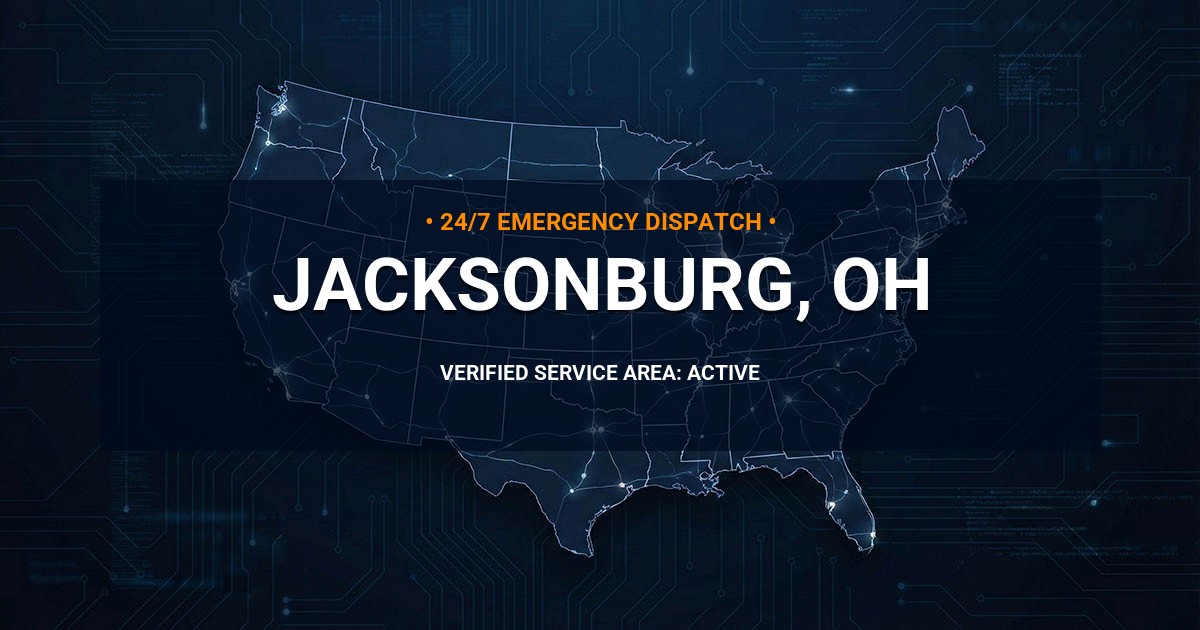 Emergency Plumbing Dispatch Map for Plumbing Services: Jacksonburg, OH