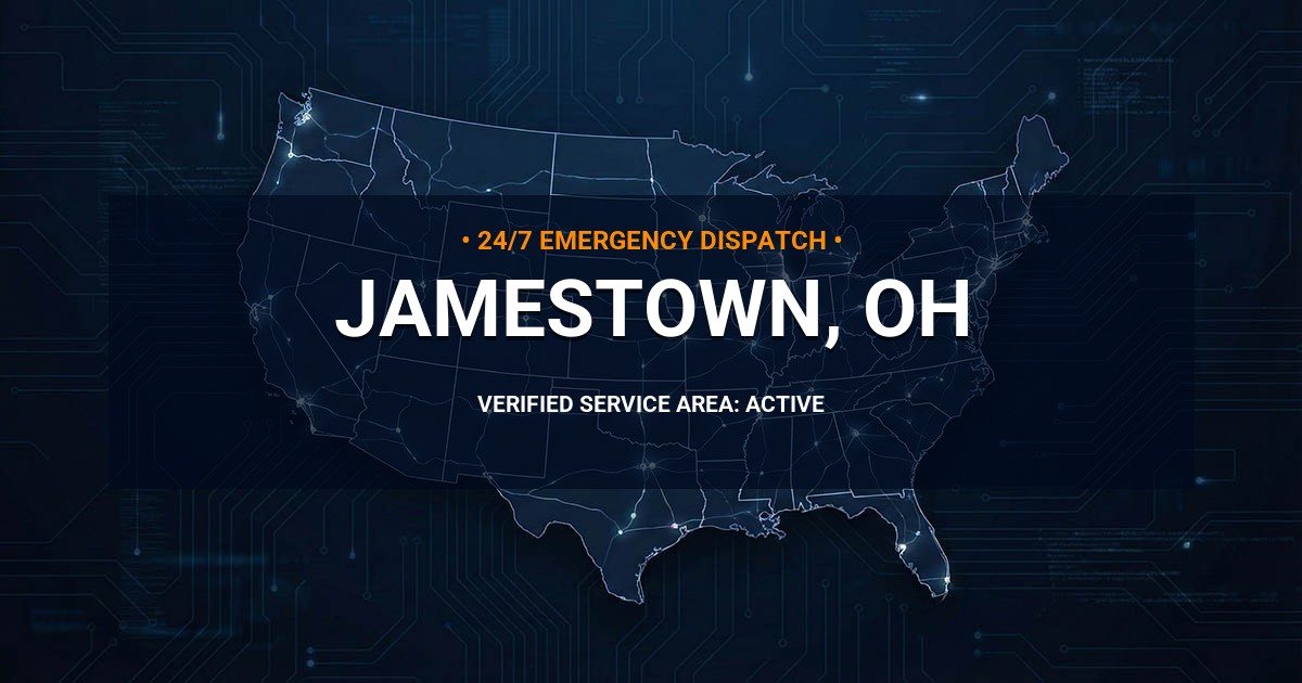 Emergency Plumbing Dispatch Map for Plumbing Services: Jamestown, OH