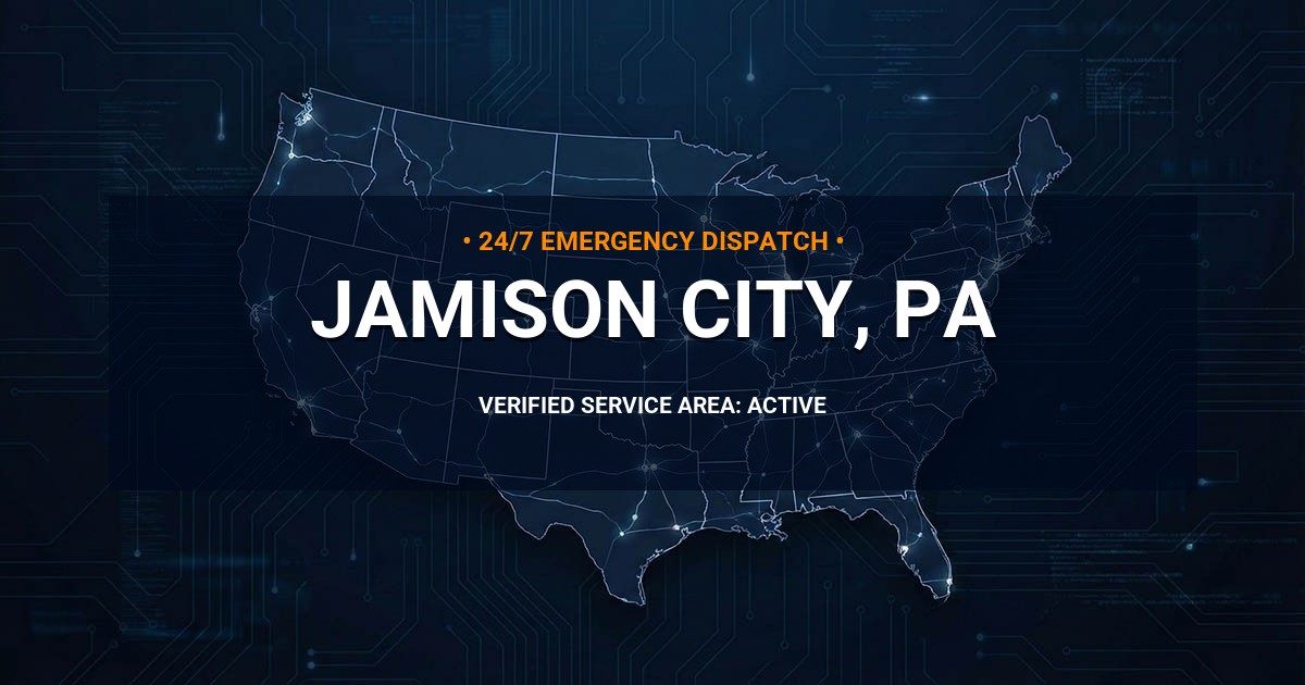 Emergency Plumbing Dispatch Map for Plumbing Services: Jamison City, PA