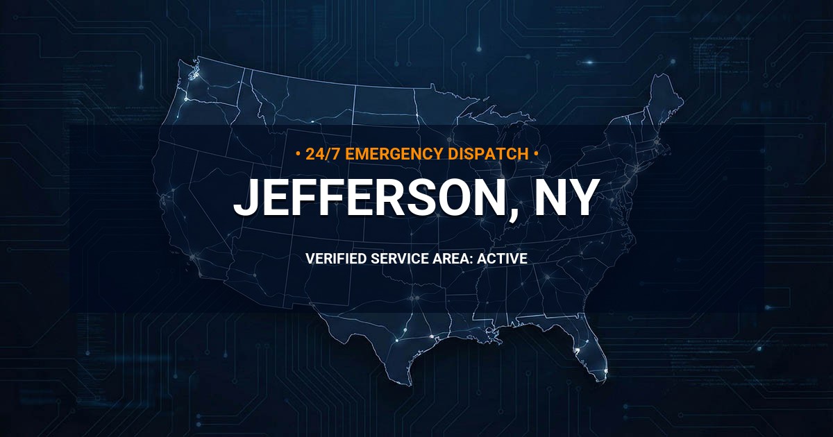 Emergency Plumbing Dispatch Map for Plumbing Services: Jefferson, NY