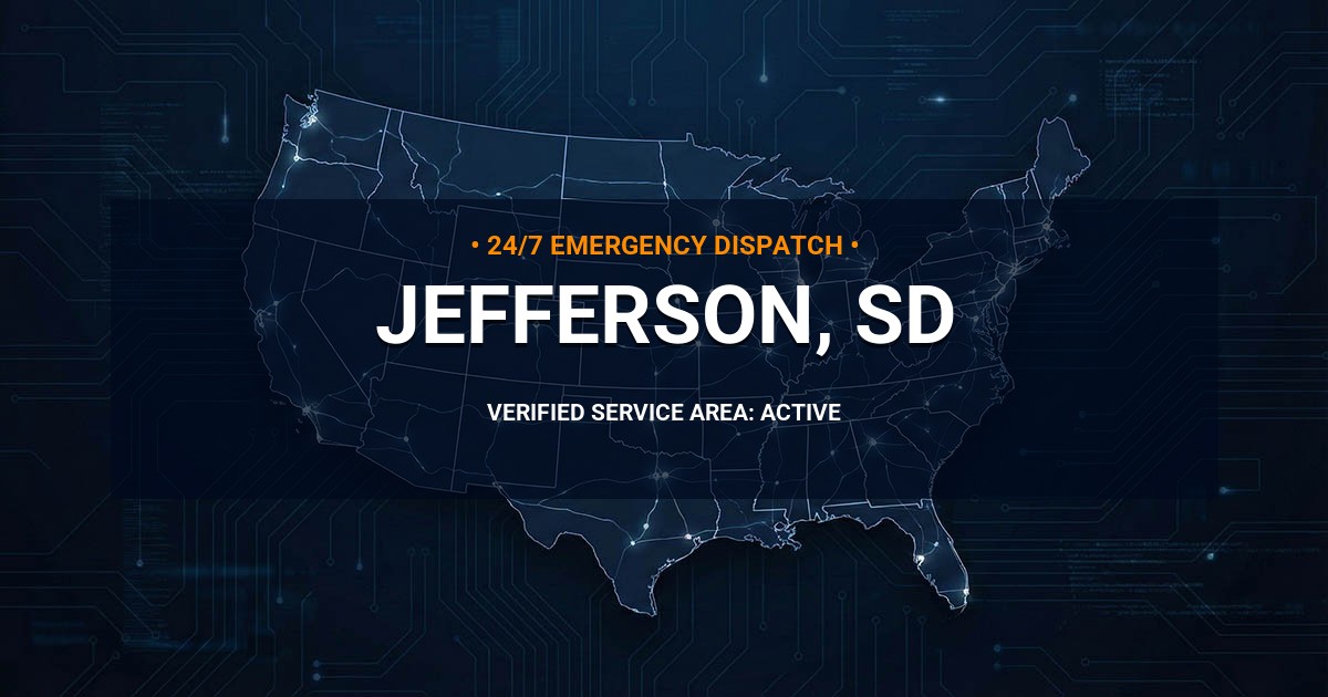 Emergency Plumbing Dispatch Map for Plumbing Services: Jefferson, SD