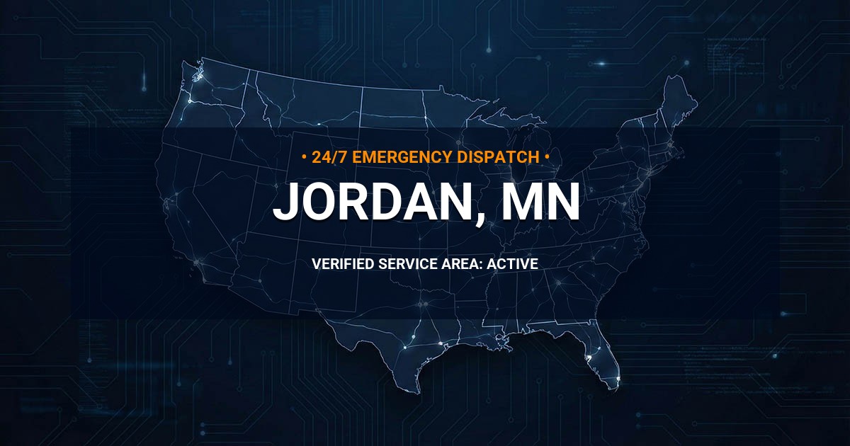Emergency Plumbing Dispatch Map for Plumbing Services: Jordan, MN