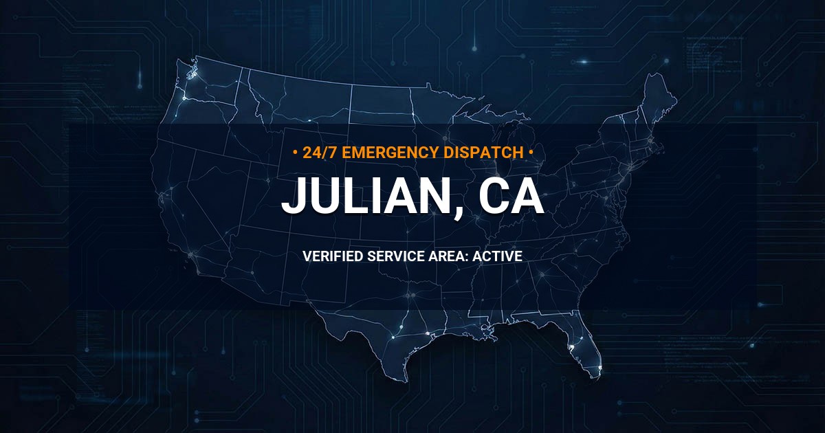 Emergency Plumbing Dispatch Map for Plumbing Services: Julian, CA