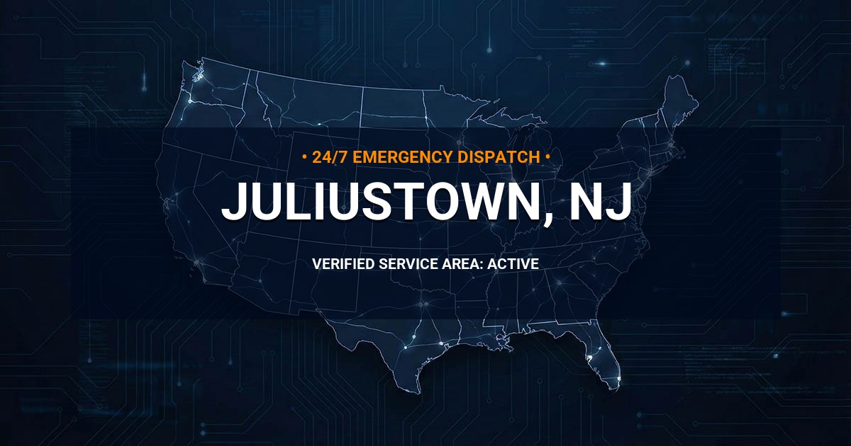 Emergency Plumbing Dispatch Map for Plumbing Services: Juliustown, NJ