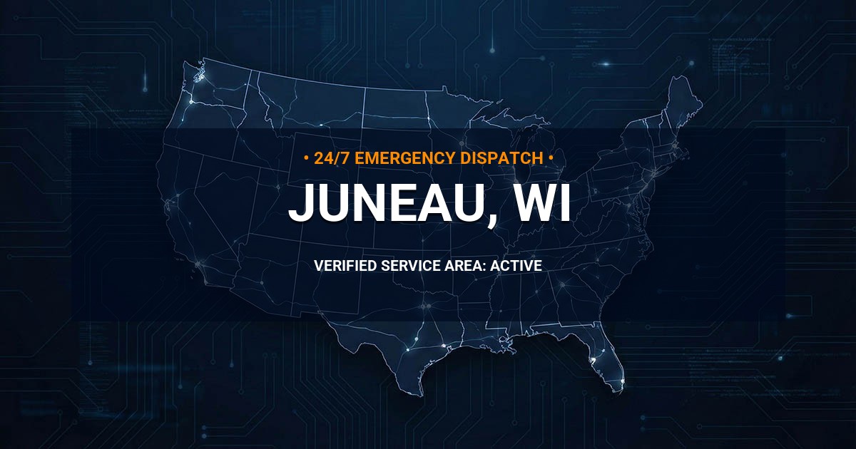 Emergency Plumbing Dispatch Map for Plumbing Services: Juneau, WI