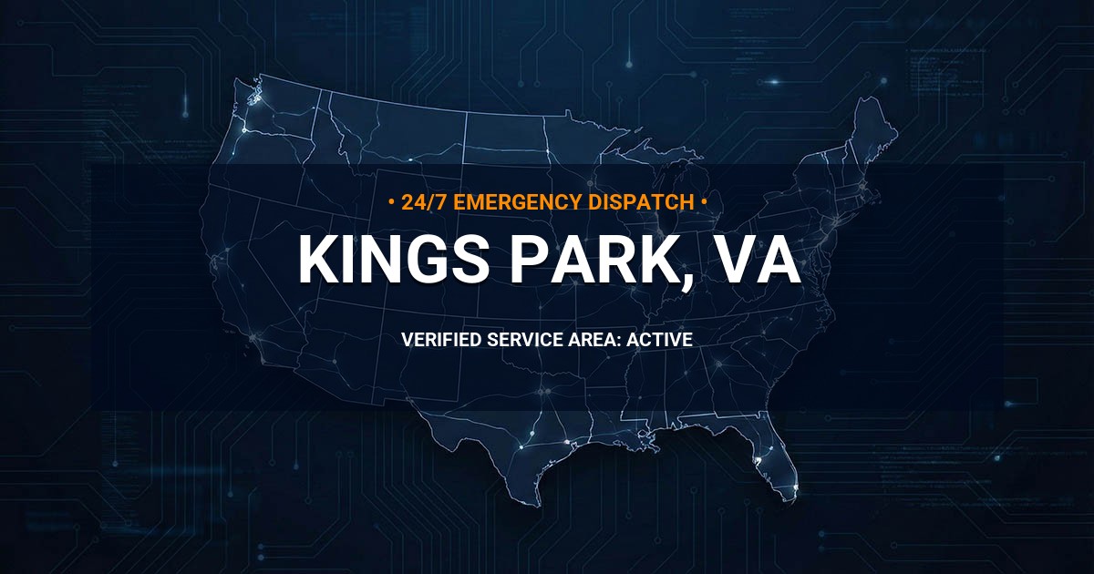 Emergency Plumbing Dispatch Map for Plumbing Services: Kings Park, VA