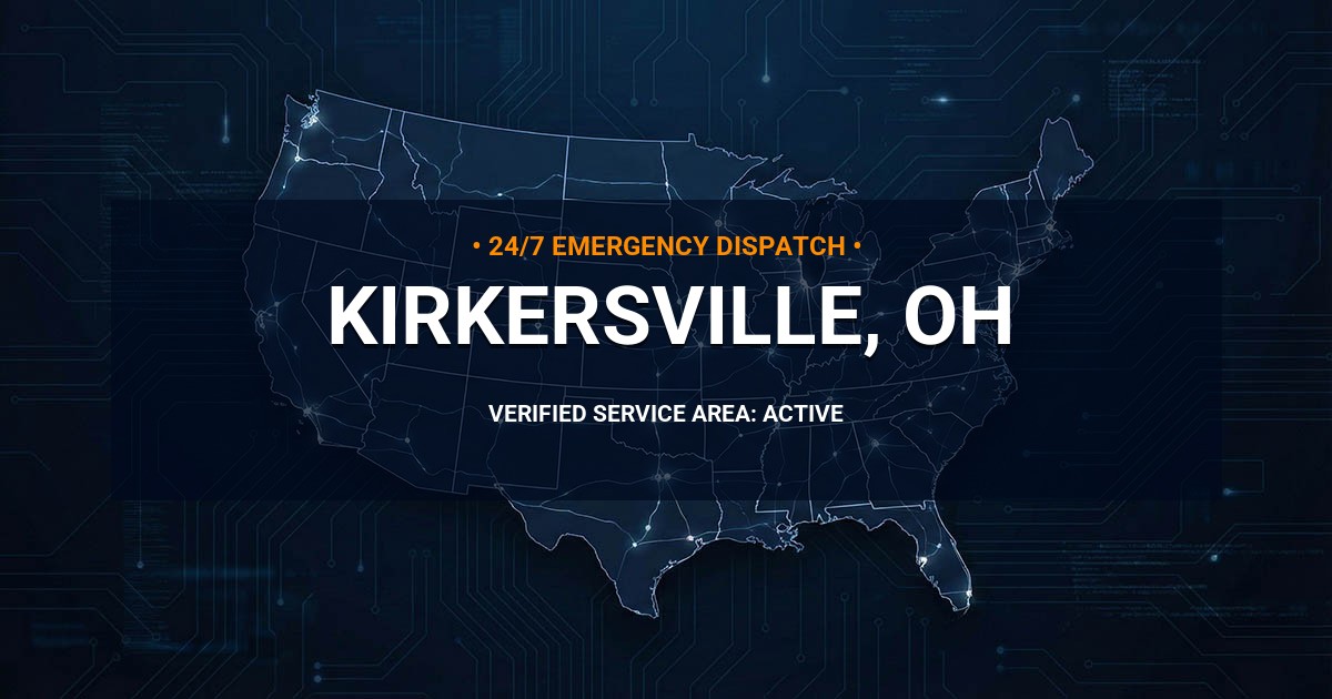 Emergency Plumbing Dispatch Map for Plumbing Services: Kirkersville, OH