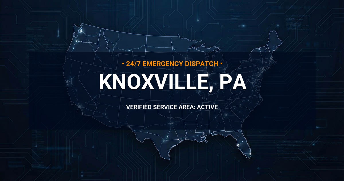 Emergency Plumbing Dispatch Map for Plumbing Services: Knoxville, PA