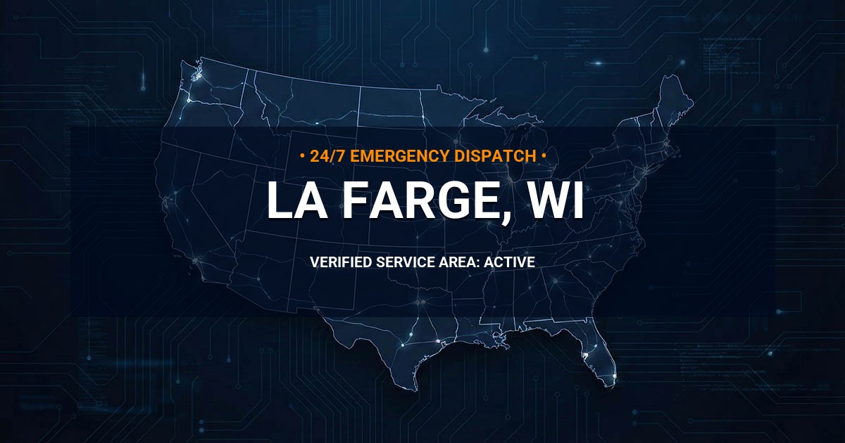 Emergency Plumbing Dispatch Map for Plumbing Services: La Farge, WI