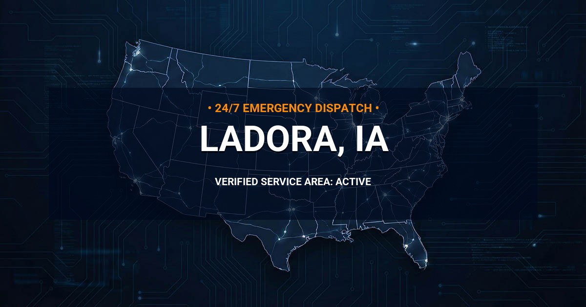 Emergency Plumbing Dispatch Map for Plumbing Services: Ladora, IA