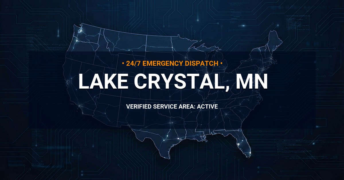 Emergency Plumbing Dispatch Map for Plumbing Services: Lake Crystal, MN