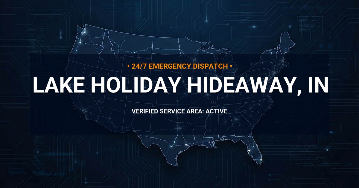 Emergency Plumbing Dispatch Map for Plumbing Services: Lake Holiday Hideaway, IN