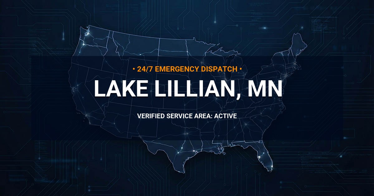 Emergency Plumbing Dispatch Map for Plumbing Services: Lake Lillian, MN