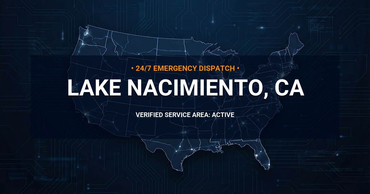 Emergency Plumbing Dispatch Map for Plumbing Services: Lake Nacimiento, CA