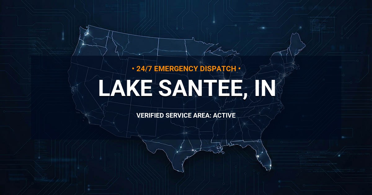 Emergency Plumbing Dispatch Map for Plumbing Services: Lake Santee, IN