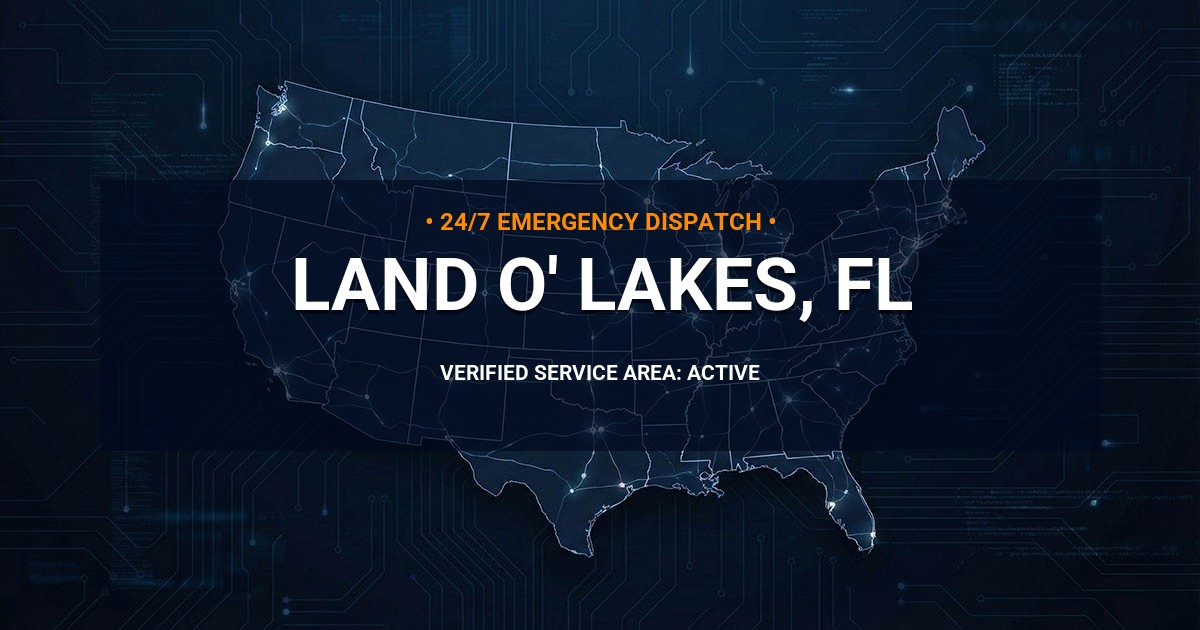 Emergency Plumbing Dispatch Map for Plumbing Services: Land O' Lakes, FL