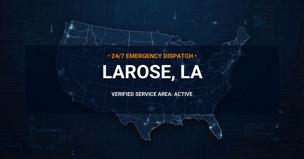 Emergency Plumbing Dispatch Map for Plumbing Services: Larose, LA