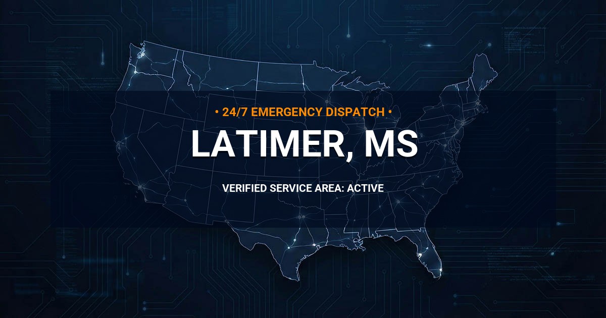 Emergency Plumbing Dispatch Map for Plumbing Services: Latimer, MS