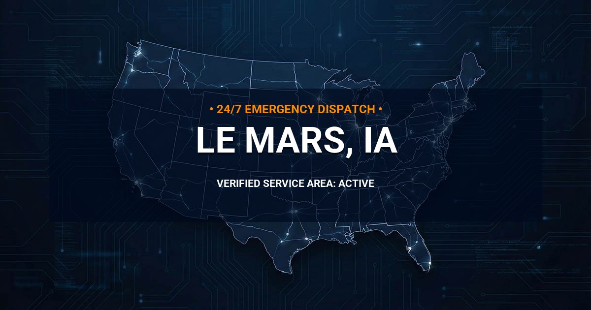Emergency Plumbing Dispatch Map for Plumbing Services: Le Mars, IA