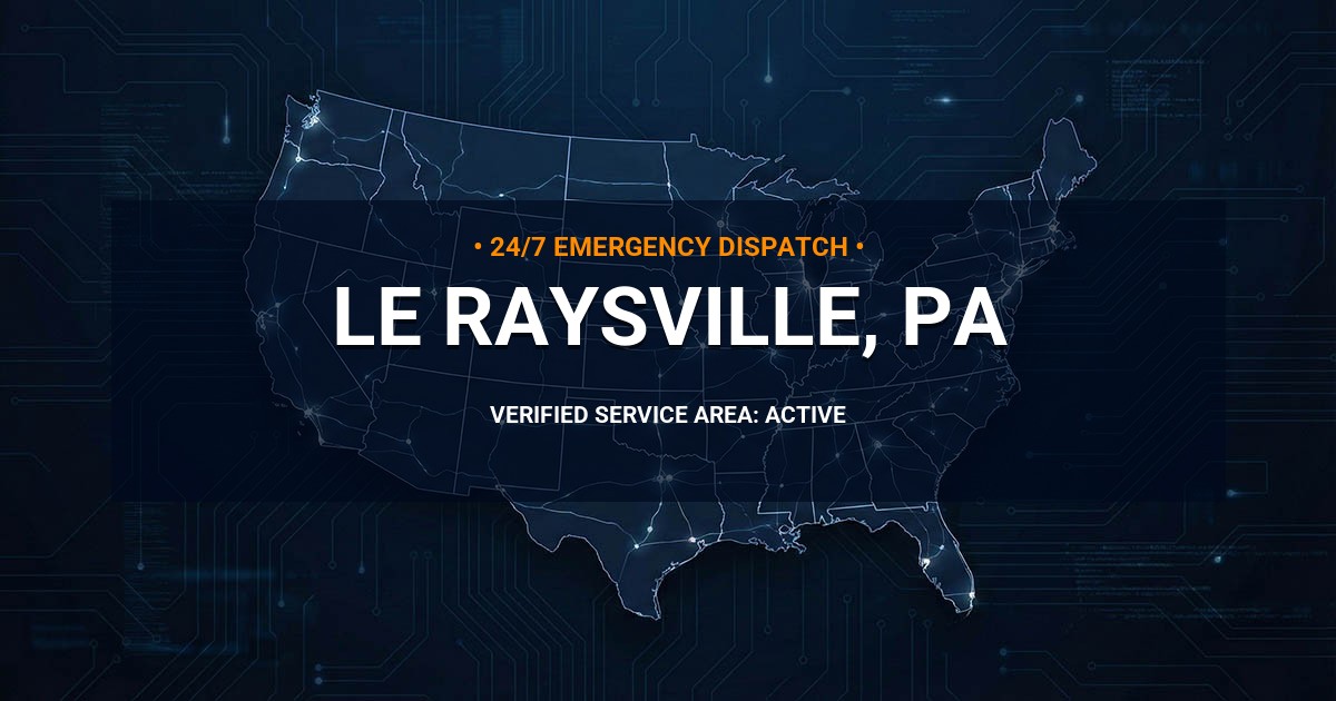 Emergency Plumbing Dispatch Map for Plumbing Services: Le Raysville, PA