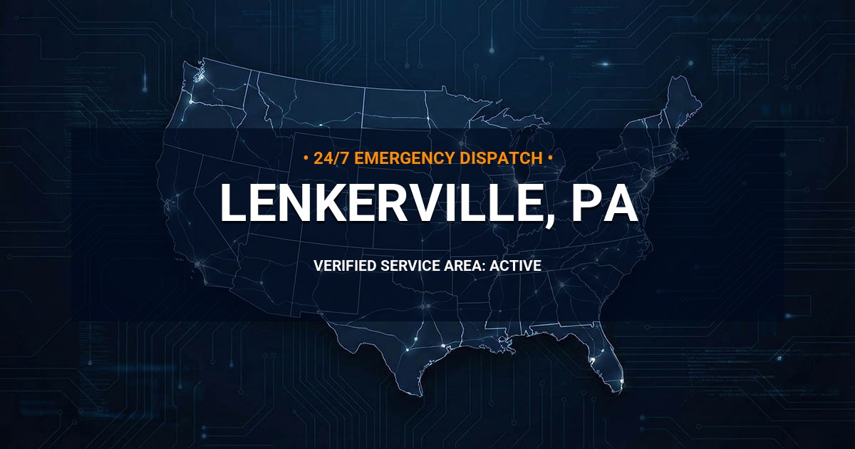 Emergency Plumbing Dispatch Map for Plumbing Services: Lenkerville, PA