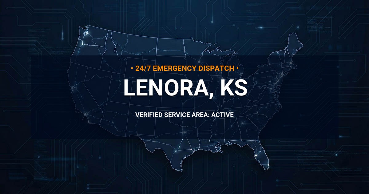 Emergency Plumbing Dispatch Map for Plumbing Services: Lenora, KS