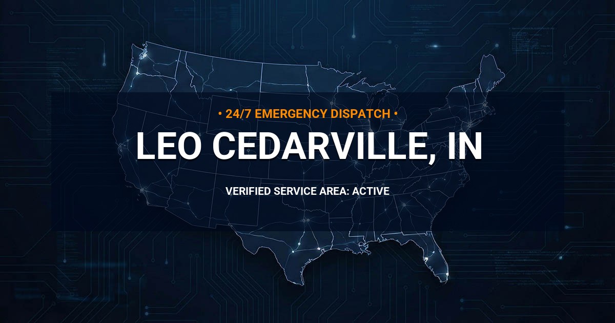 Emergency Plumbing Dispatch Map for Plumbing Services: Leo-Cedarville, IN