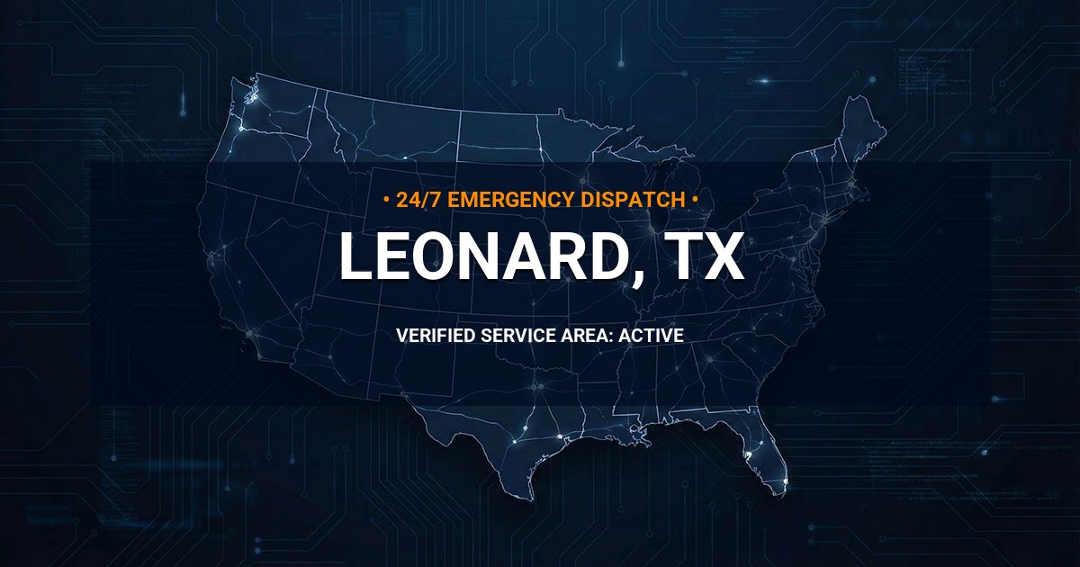 Emergency Plumbing Dispatch Map for Plumbing Services: Leonard, TX
