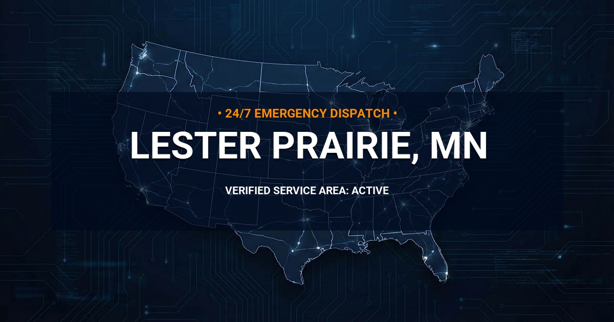 Emergency Plumbing Dispatch Map for Plumbing Services: Lester Prairie, MN