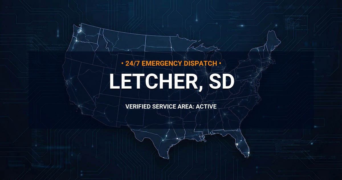 Emergency Plumbing Dispatch Map for Plumbing Services: Letcher, SD
