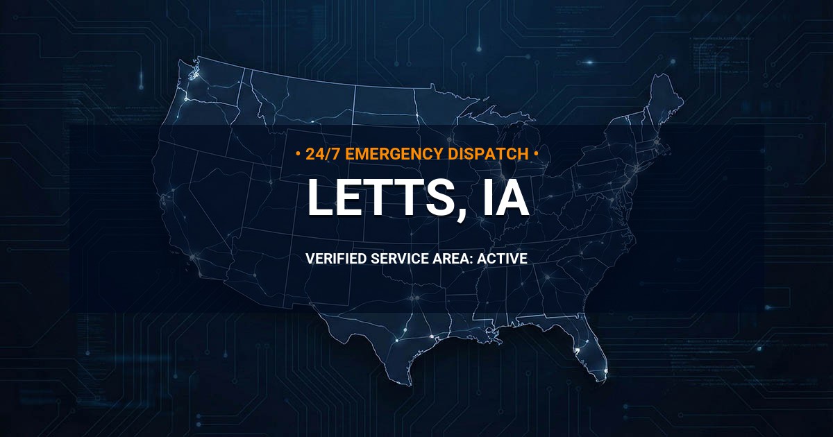 Emergency Plumbing Dispatch Map for Plumbing Services: Letts, IA