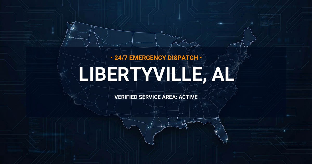 Emergency Plumbing Dispatch Map for Plumbing Services: Libertyville, AL