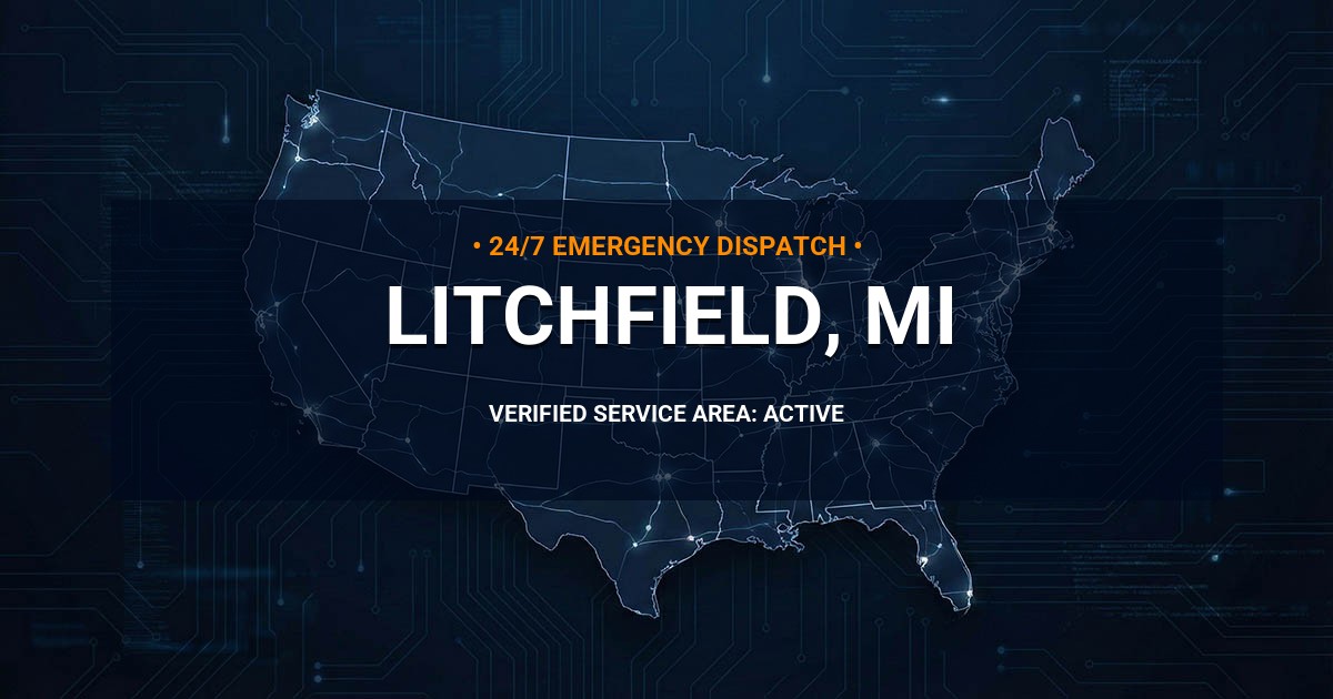 Emergency Plumbing Dispatch Map for Plumbing Services: Litchfield, MI
