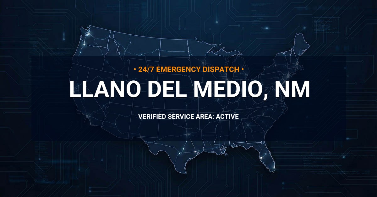 Emergency Plumbing Dispatch Map for Plumbing Services: Llano del Medio, NM