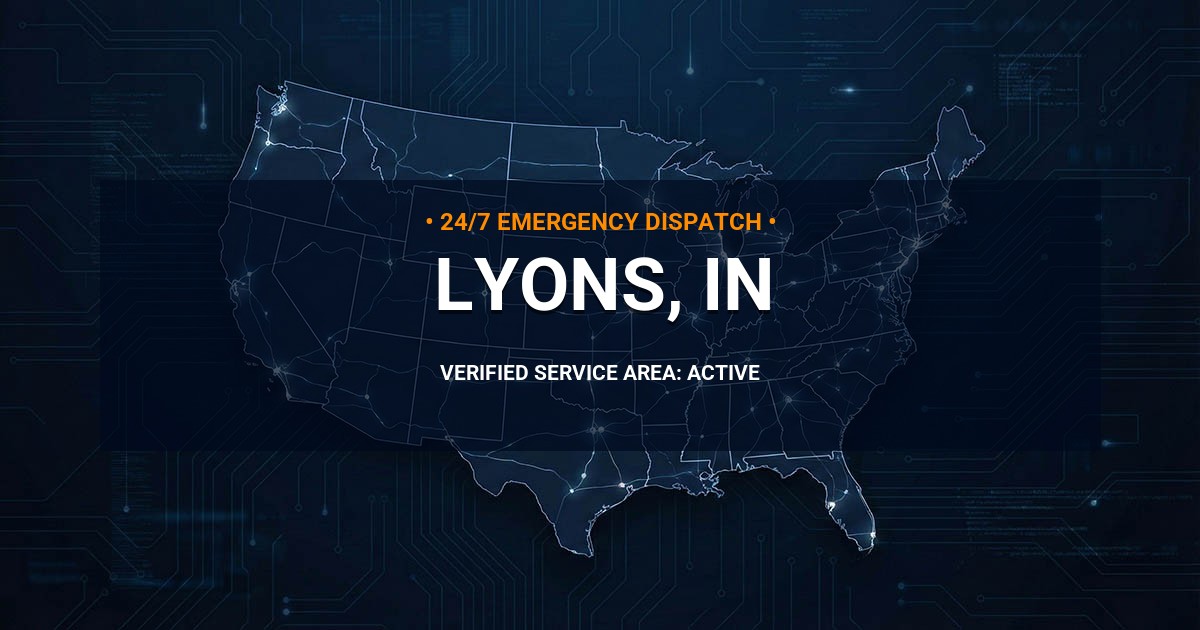 Emergency Plumbing Dispatch Map for Plumbing Services: Lyons, IN