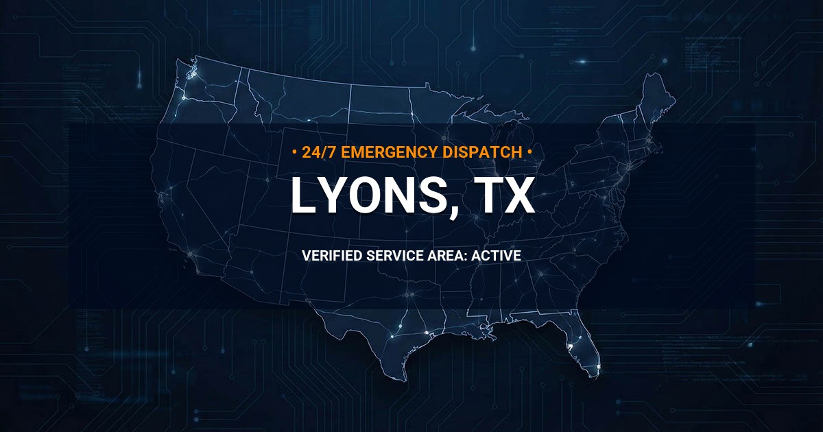 Emergency Plumbing Dispatch Map for Plumbing Services: Lyons, TX