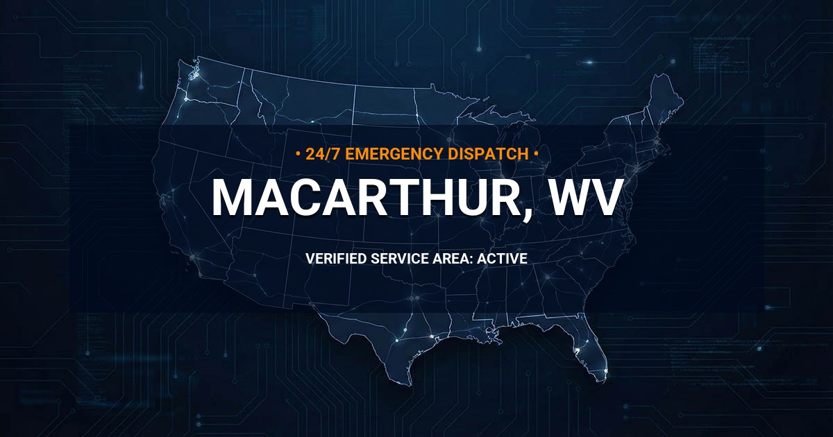 Emergency Plumbing Dispatch Map for Plumbing Services: MacArthur, WV