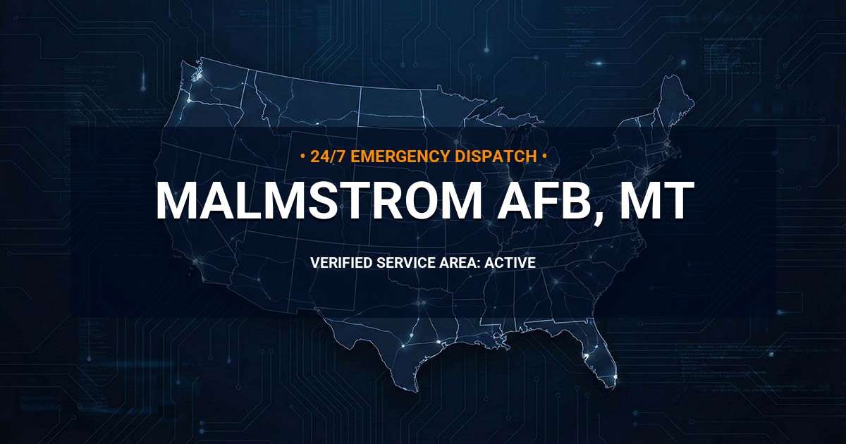 Emergency Plumbing Dispatch Map for Plumbing Services: Malmstrom AFB, MT