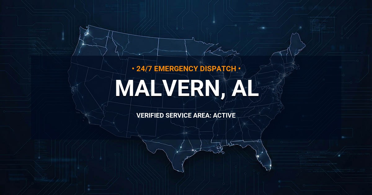 Emergency Plumbing Dispatch Map for Plumbing Services: Malvern, AL