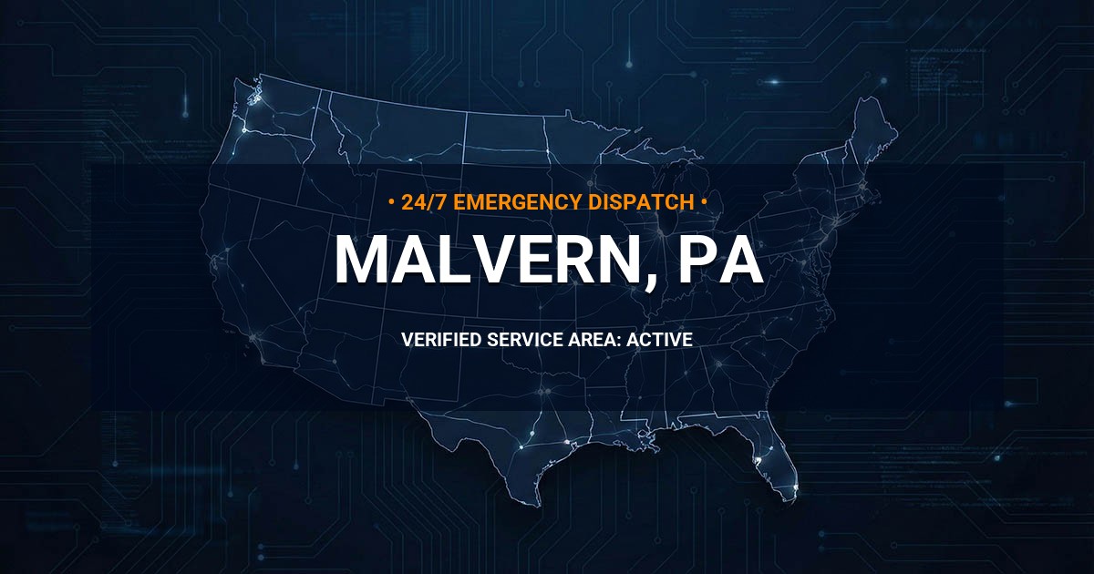 Emergency Plumbing Dispatch Map for Plumbing Services: Malvern, PA