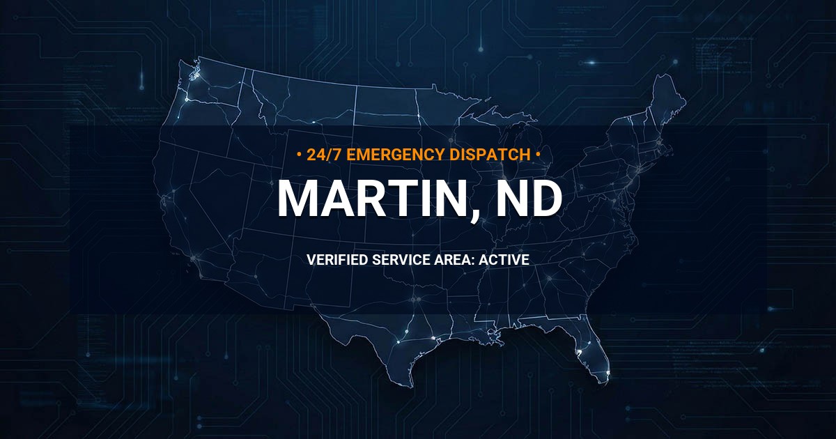 Emergency Plumbing Dispatch Map for Plumbing Services: Martin, ND