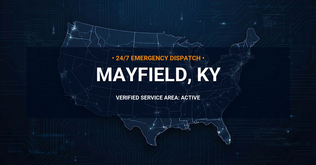 Emergency Plumbing Dispatch Map for Plumbing Services: Mayfield, KY