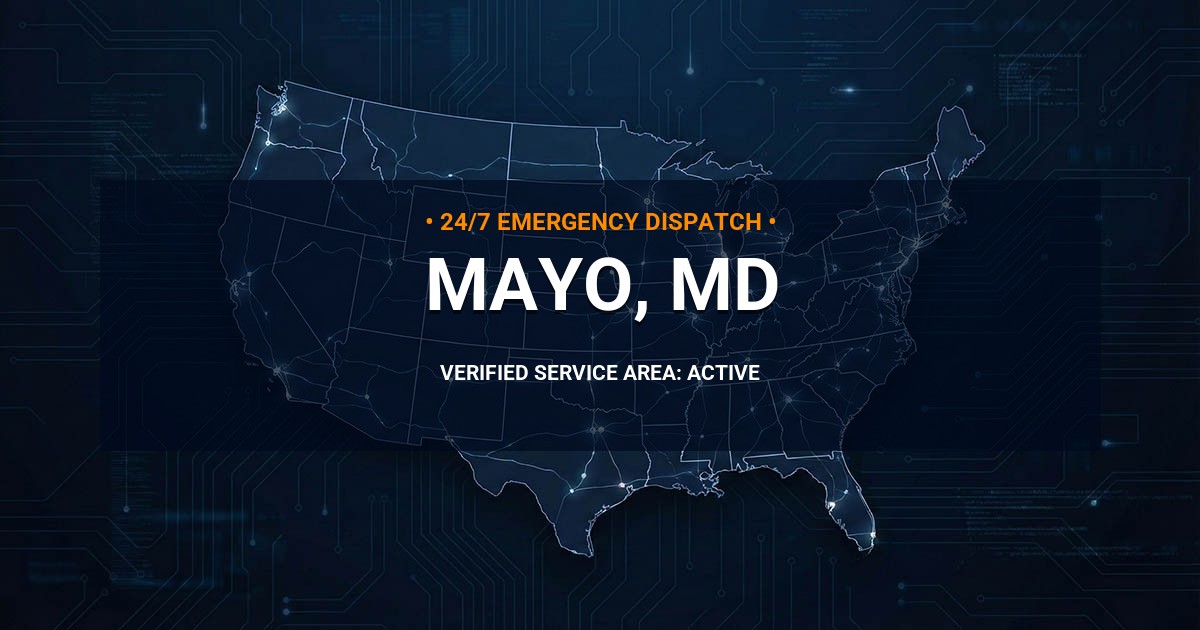 Emergency Plumbing Dispatch Map for Plumbing Services: Mayo, MD