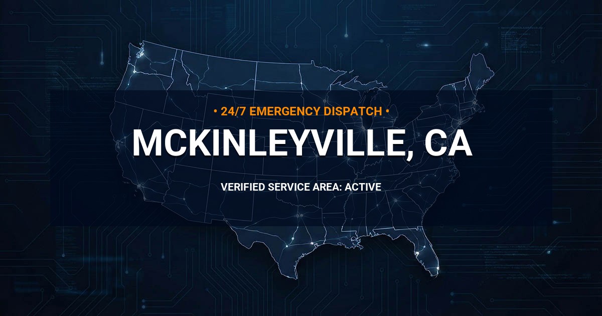 Emergency Plumbing Dispatch Map for Plumbing Services: McKinleyville, CA