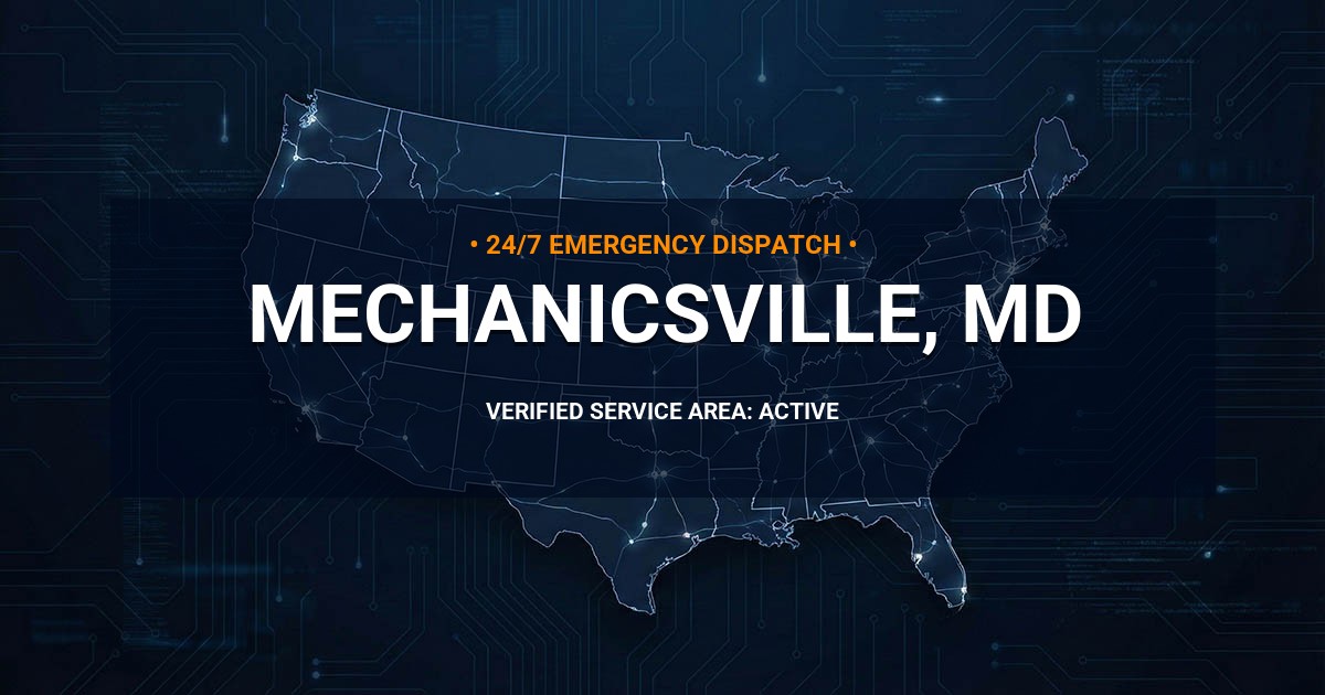 Emergency Plumbing Dispatch Map for Plumbing Services: Mechanicsville, MD