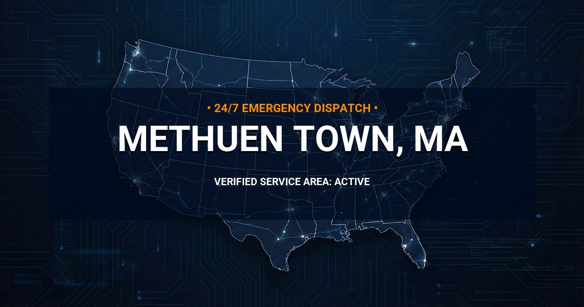Emergency Plumbing Dispatch Map for Plumbing Services: Methuen Town, MA