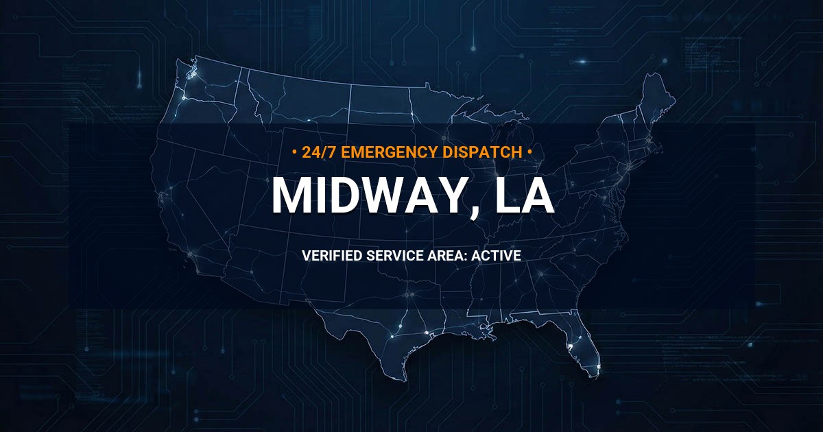 Emergency Plumbing Dispatch Map for Plumbing Services: Midway, LA